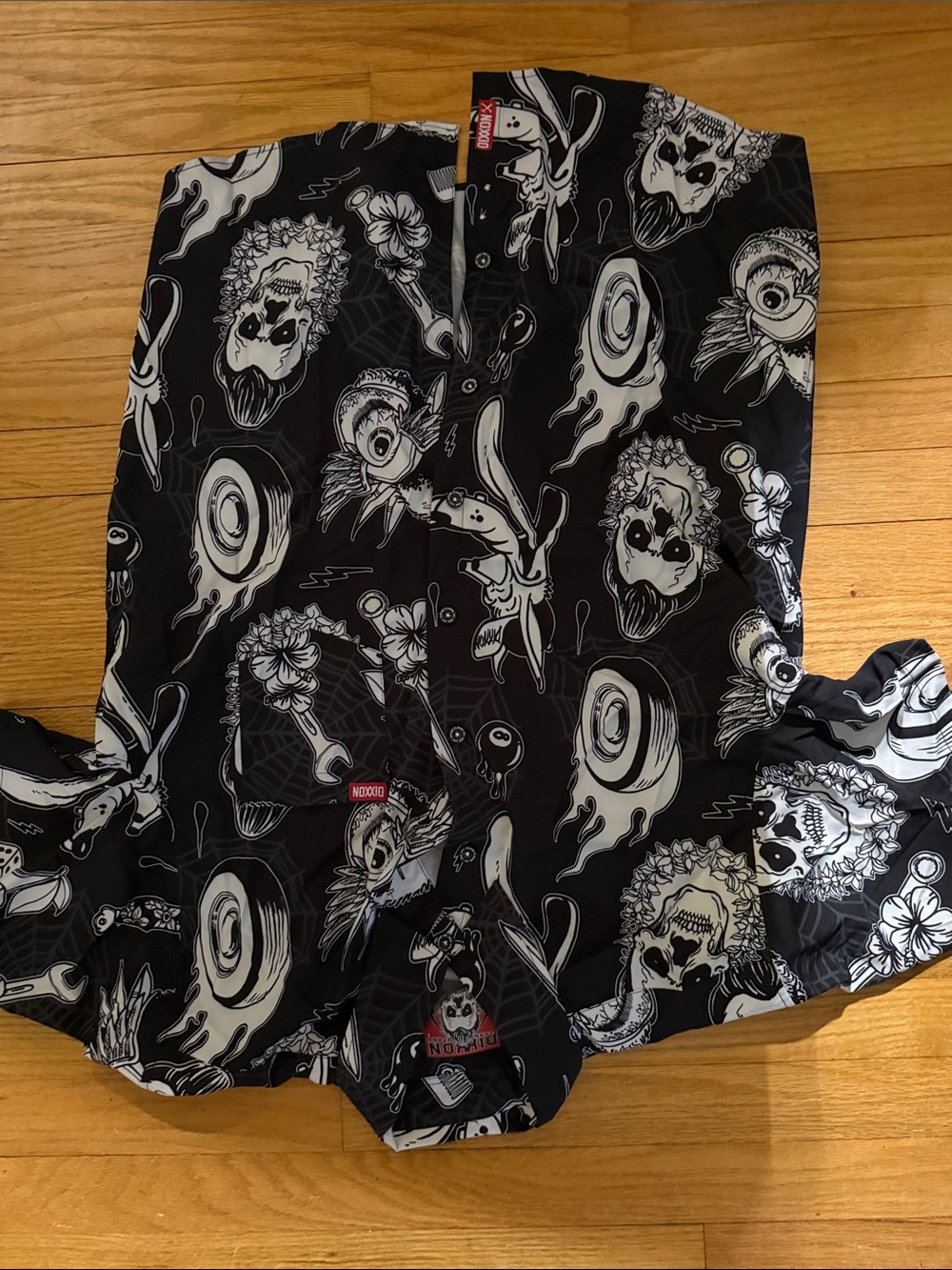 DIXXON Black and White Horror Graphic Button-Down Shirt - Picture 1 of 1